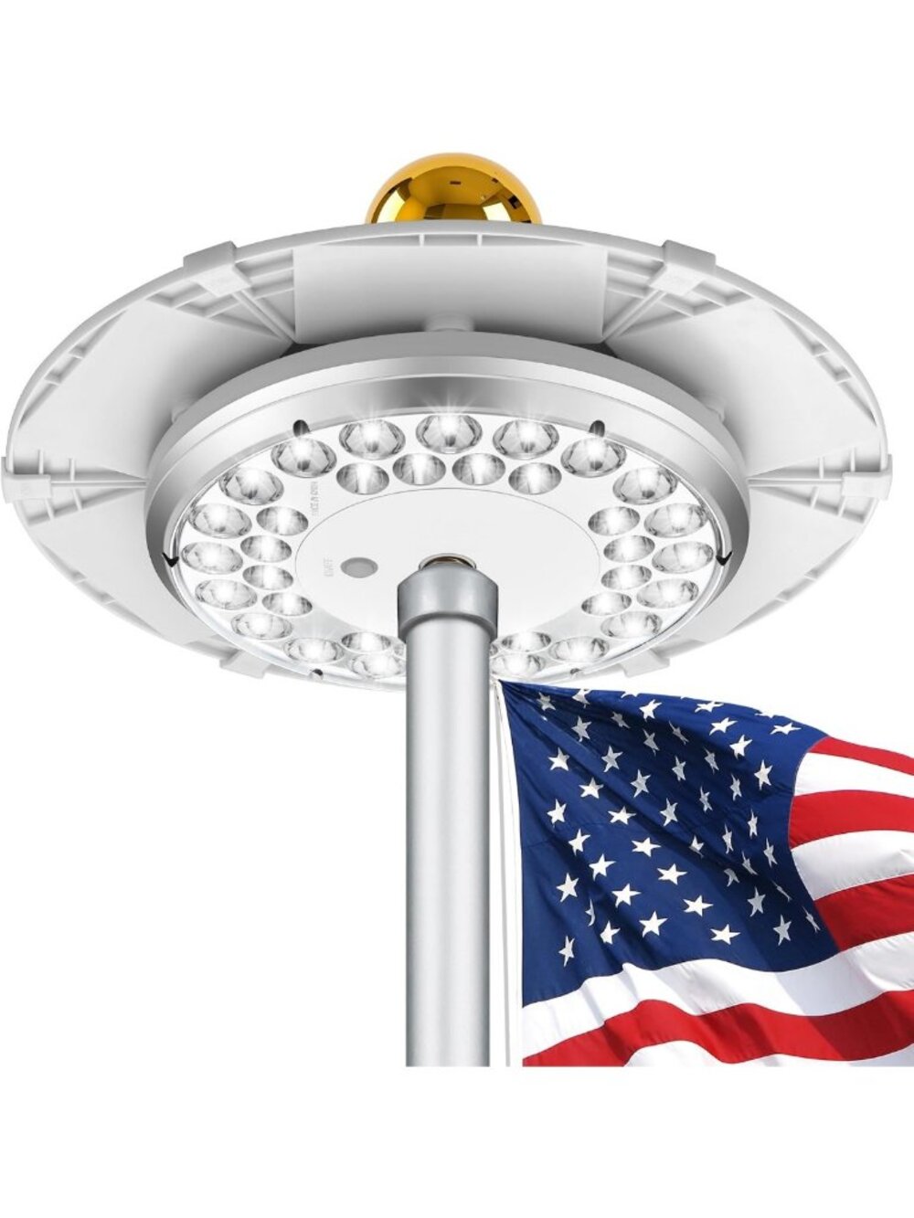 13” Solar Flag Pole Light - 3000 Lumens, 5000mAh Battery, Waterproof IP67